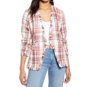 Halogen Women’s Coral Tweed Open Front Blazer Size S Petite